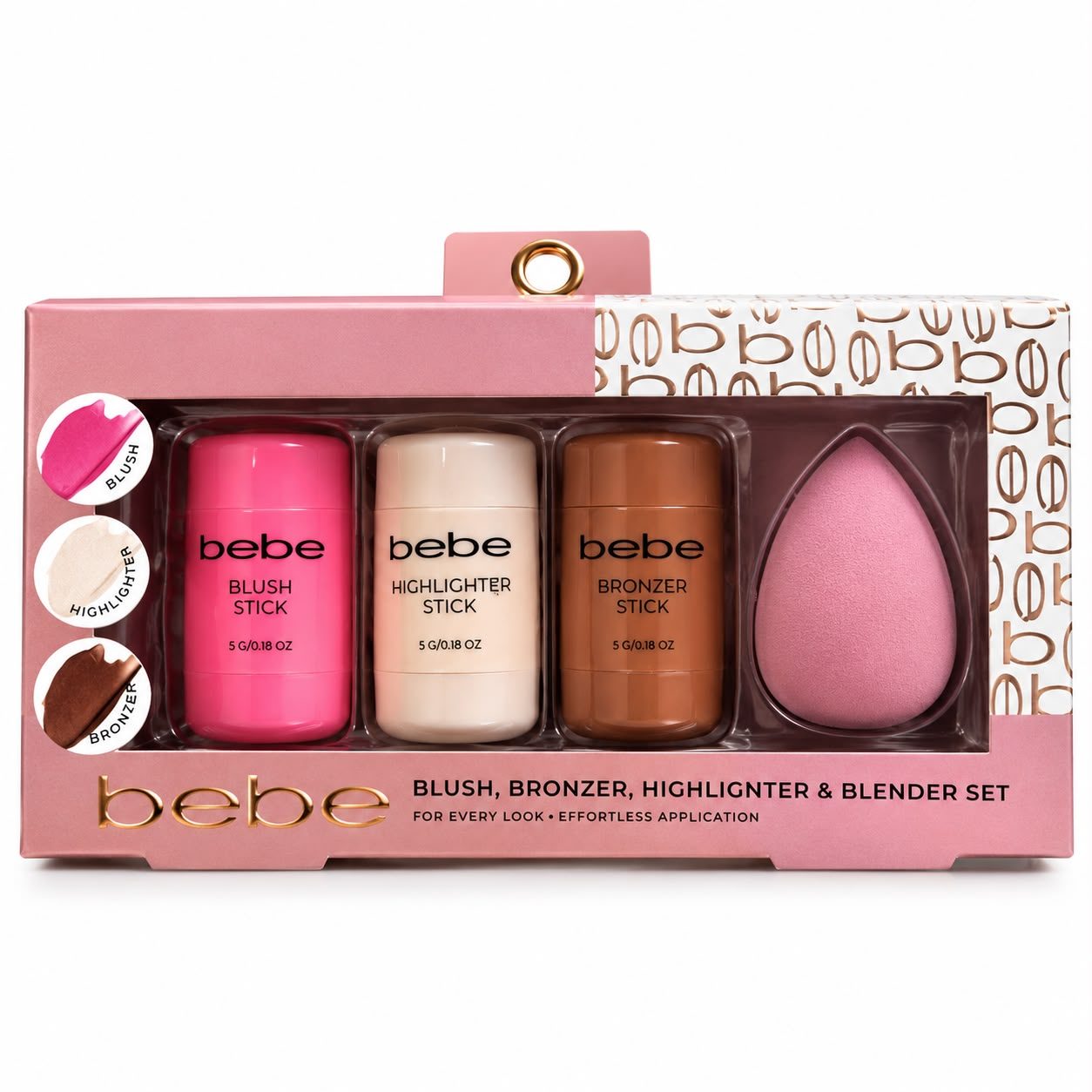 Bebe blush, bronzer, highlighter and blended set