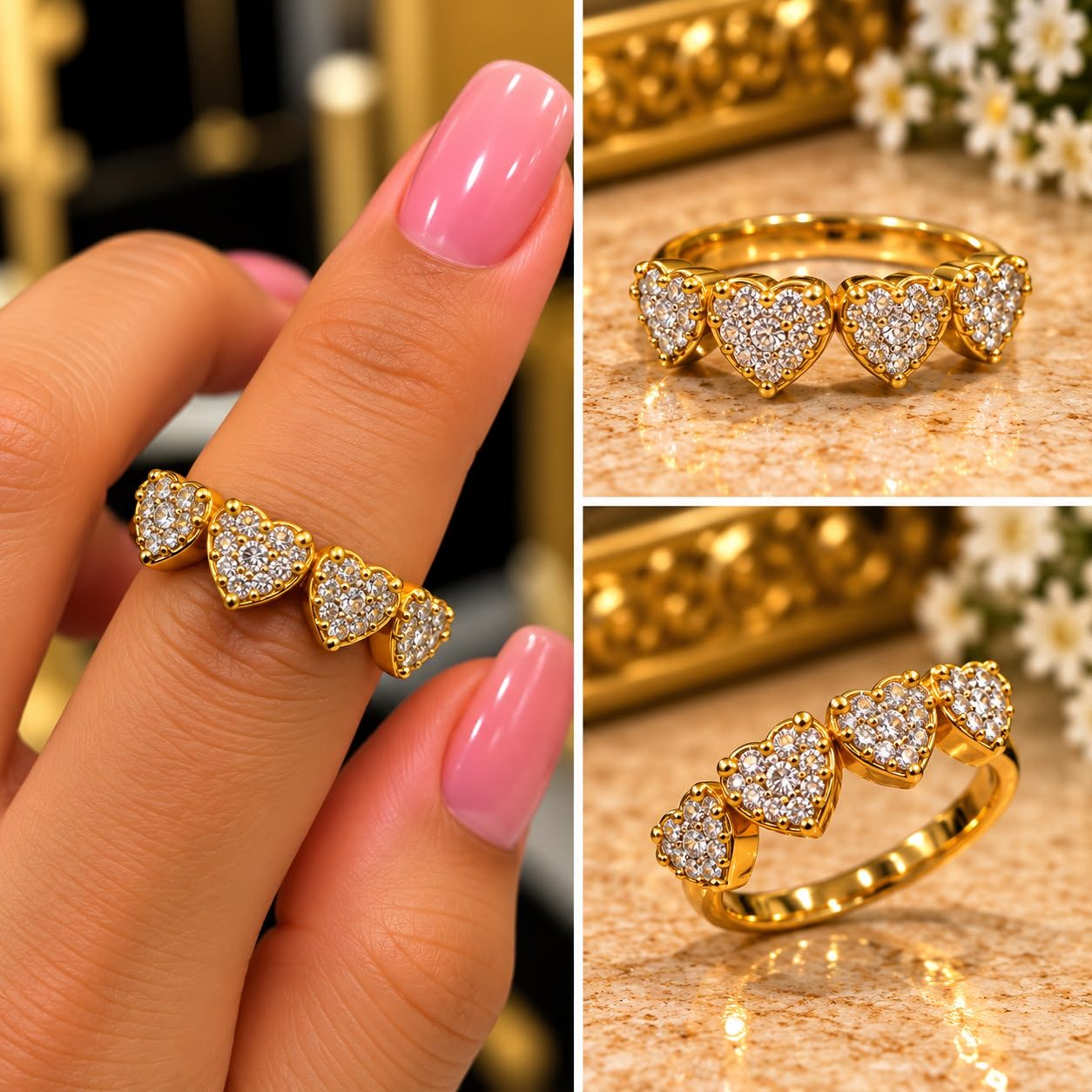 Anillo corazones de diamantes