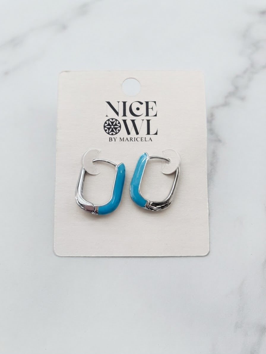 Aretes platino c/azul