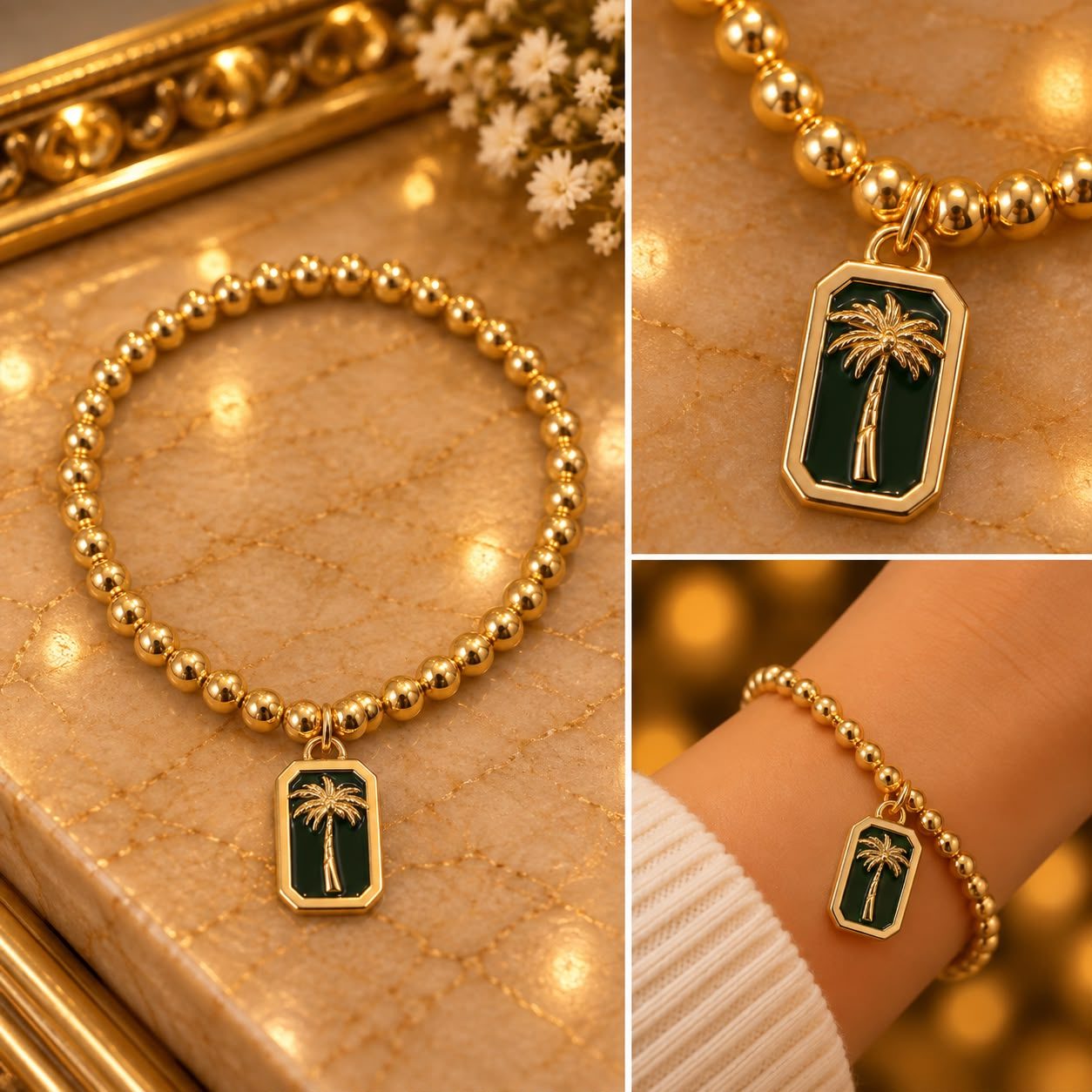Pulsera con charm de palma