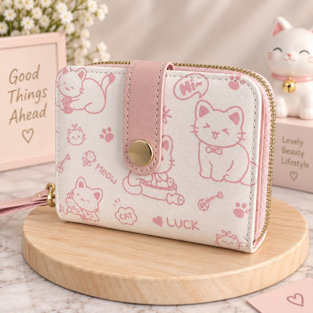 Cartera gato rosa