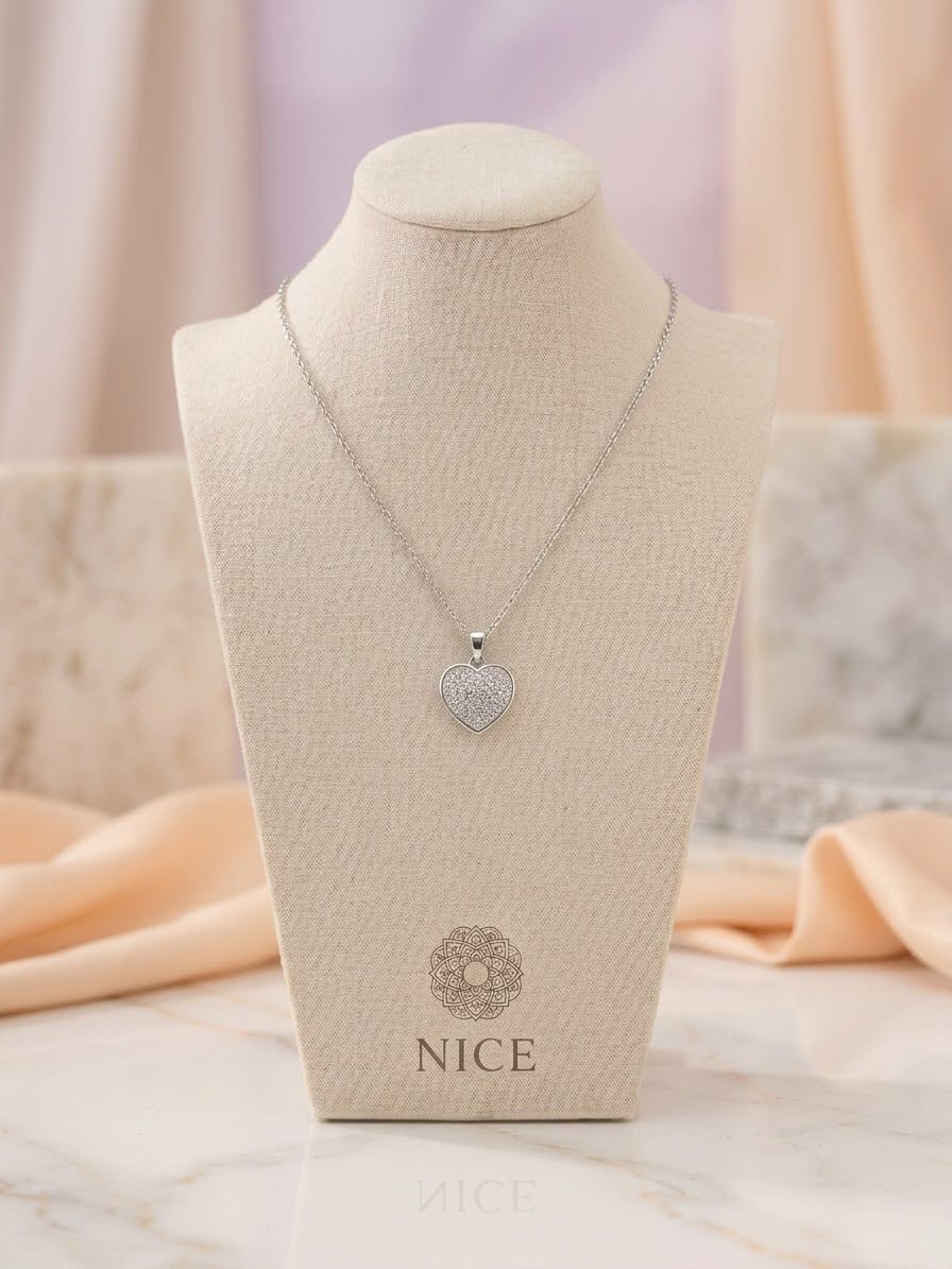 Collar platino corazón dije c/crista.