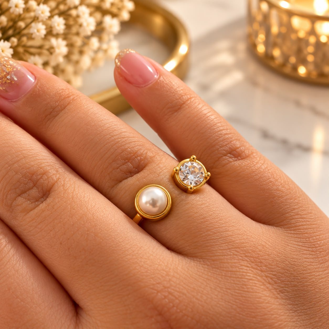 ANILLO ORO CRISTAL/PERLA