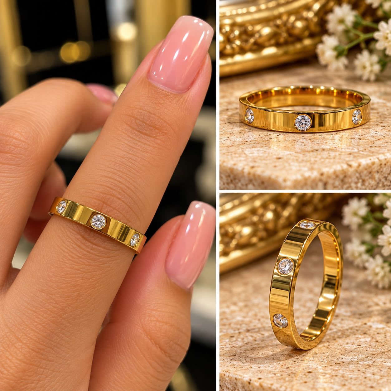 Anillo brillo cuadrado