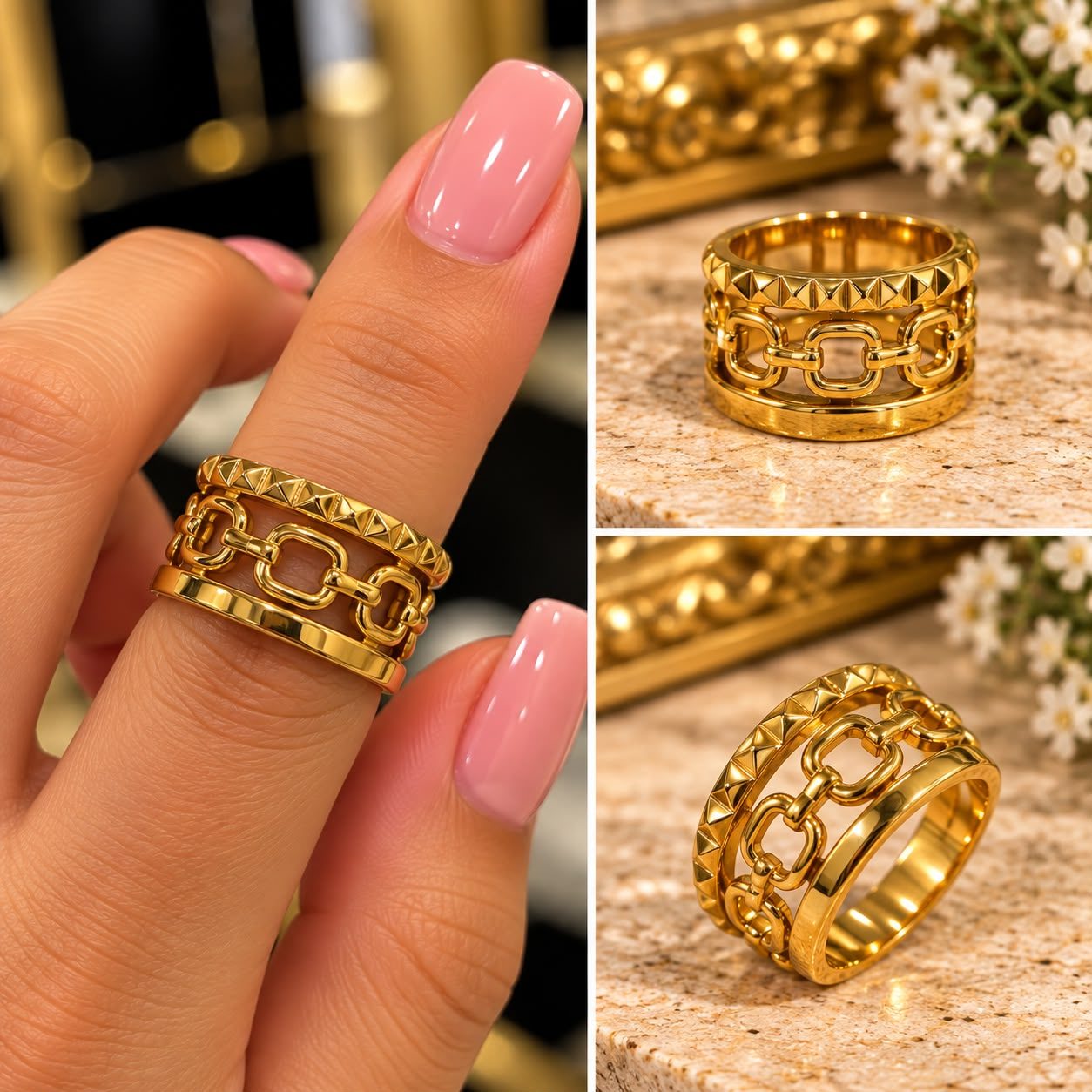 Anillo cadena dorado