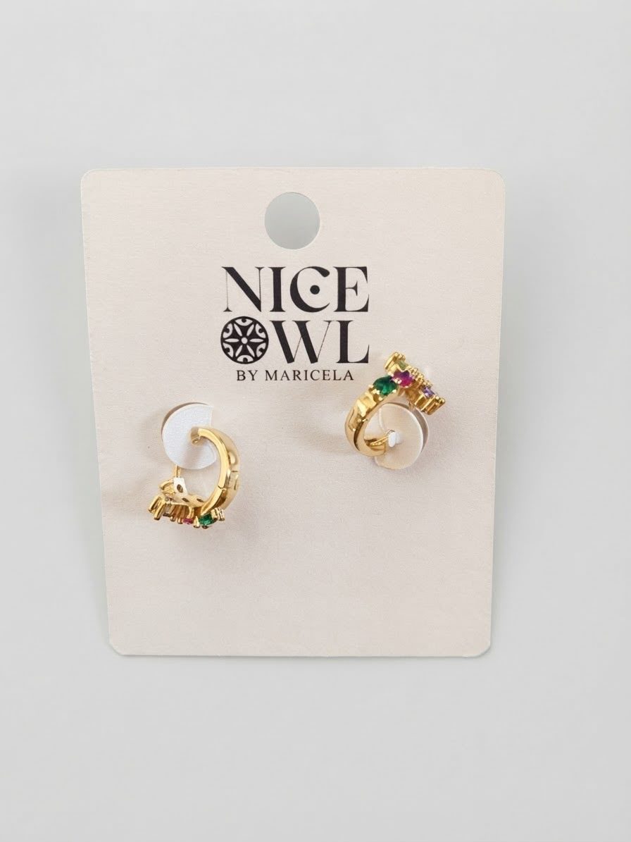 Aretes oro cristales cruz