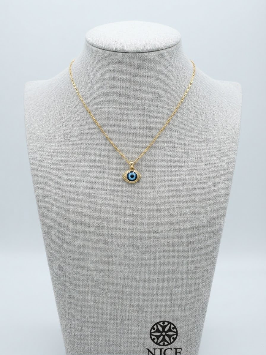 Collar dije ojo turco azul oro