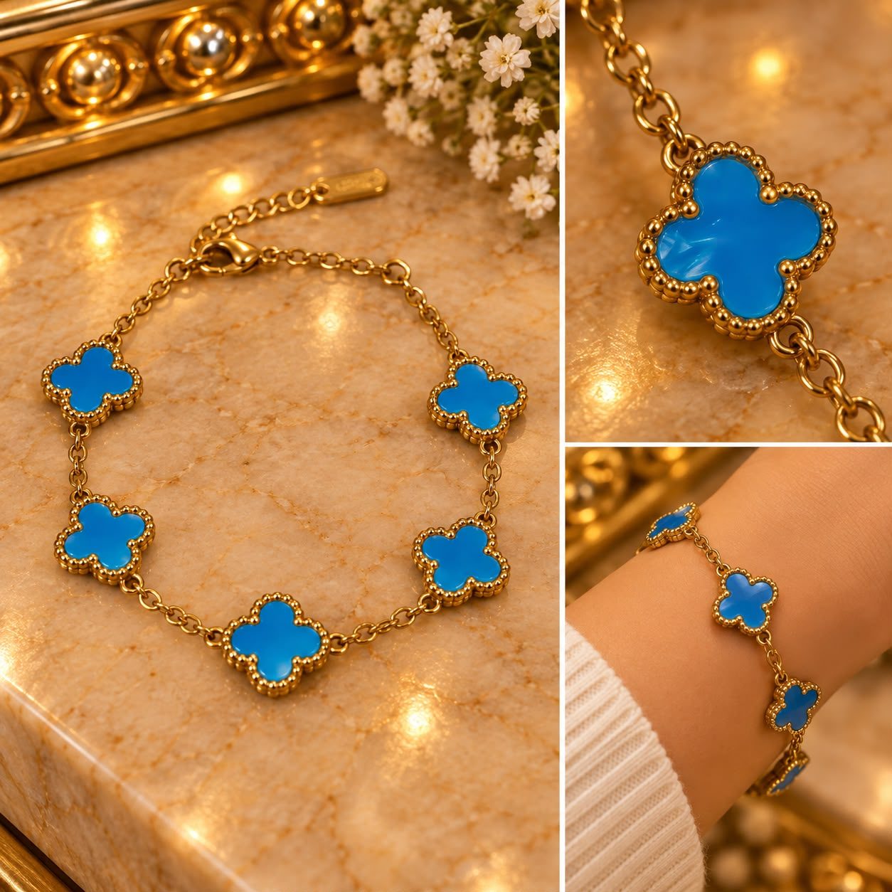 Pulsera Van Cleef dupe color azul