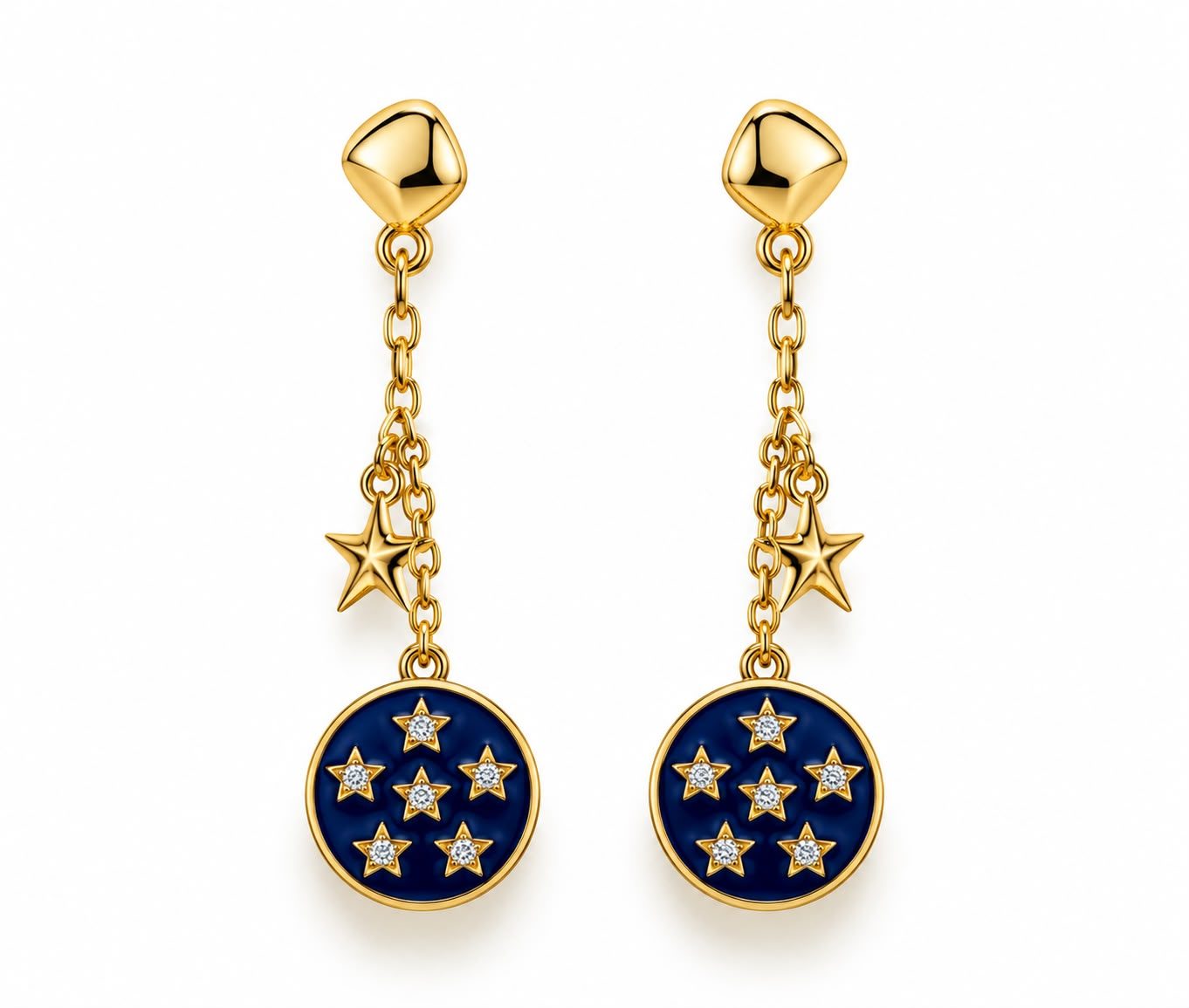 Aretes oro paris estrella azul
