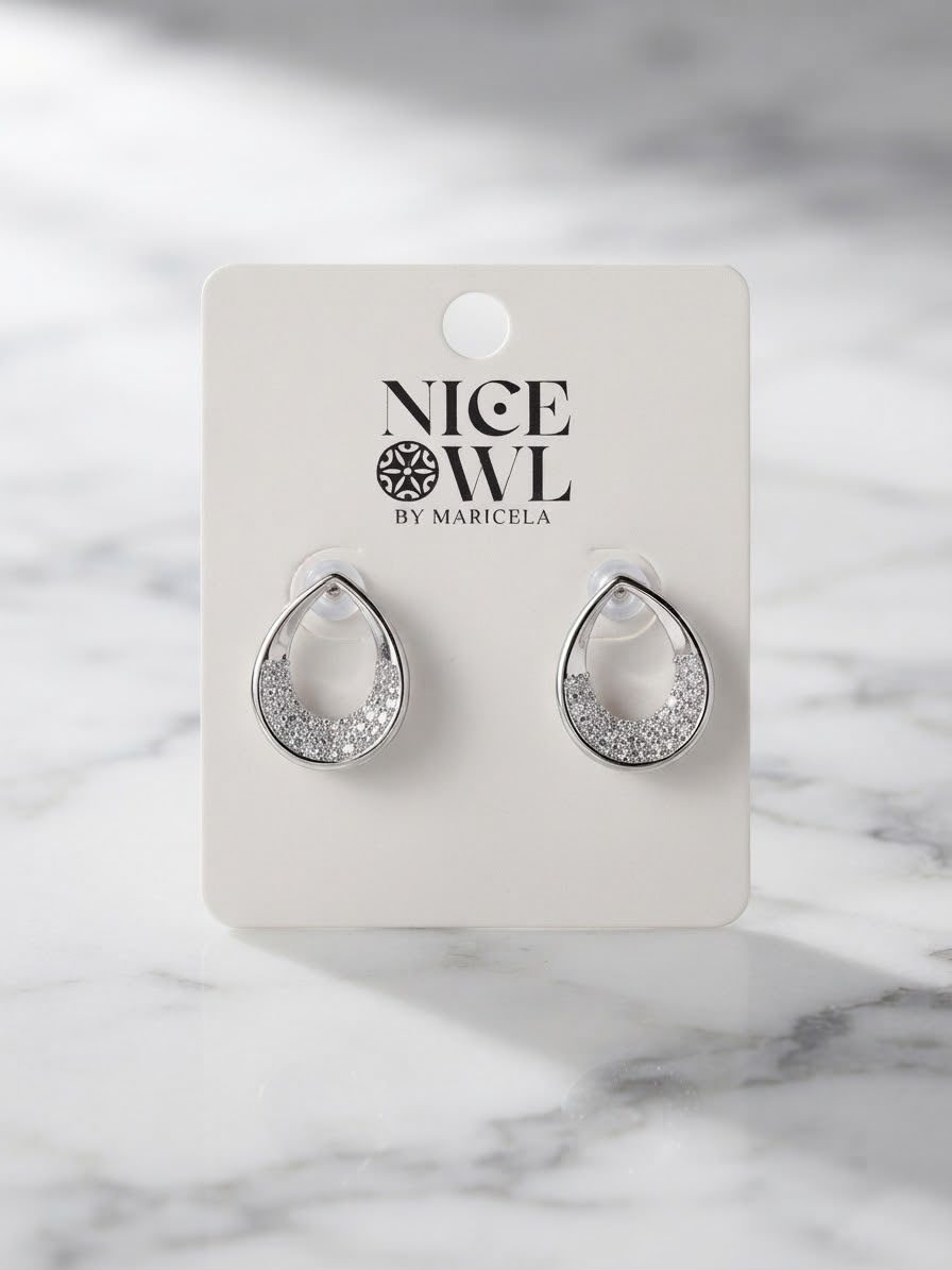 Aretes Drop platino c/cristales