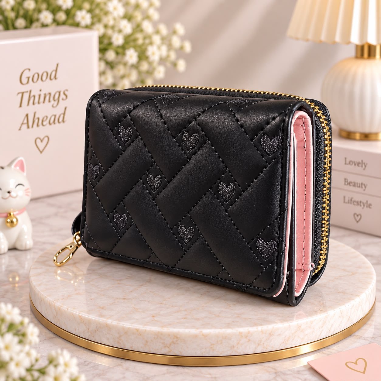 Monedero rosa y negro