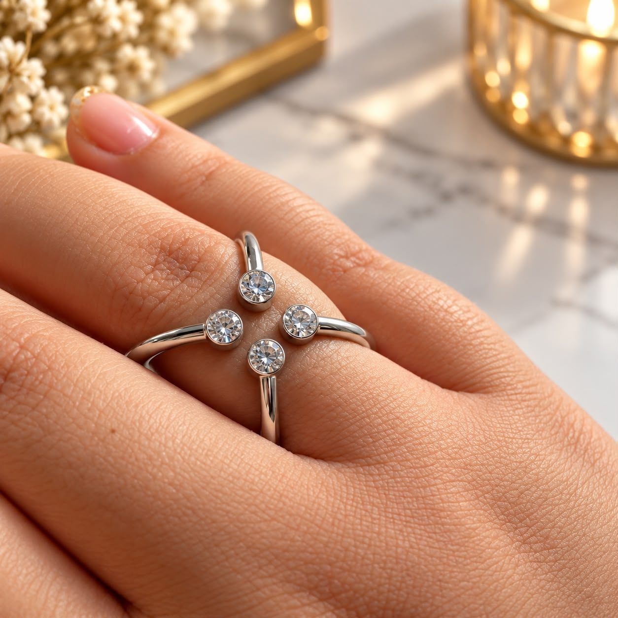 ANILLO PLATINO HEXAGONO